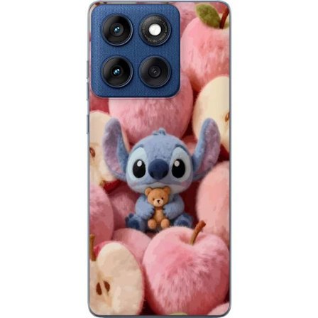 Kompatibelt Mobildeksel til Motorola Edge 60 Stitch blant rosa fluffy epler med teddy og søt kawaii-estetikk