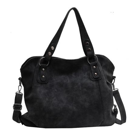 Ny damväska vårmodet axelväska stor kapacitet konstläder tote väska pendlarväska black