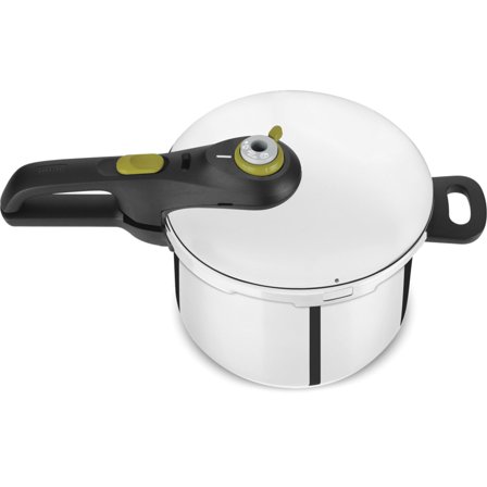 Tefal Secure 5 Neo Trykkoker 6 liter med Dampkurv' - 'Sort, stål, limegrønn