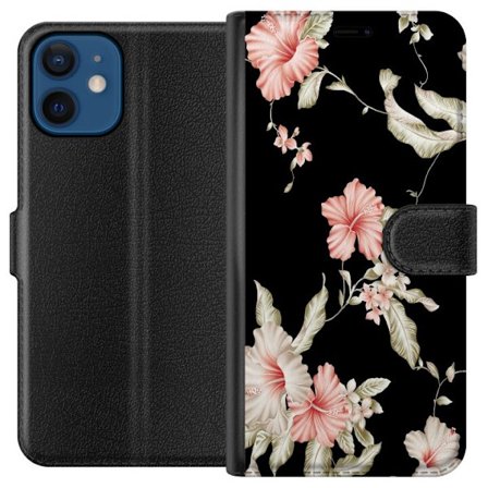 Kompatibelt Plånboksfodral till Apple Apple iPhone 12 mini Floral Pattern Black
