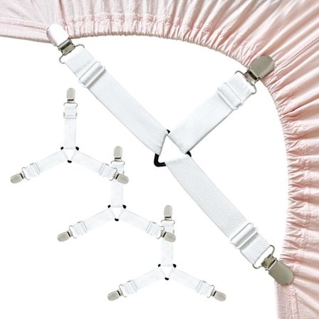 Opgraderet lagenholder til hjørner, skridsikker lagenklips hvid 4 stk.