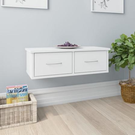 vidaXL Väggmonterade lådor vit högglans 60x26x18,5 cm konstruerat trä Vit