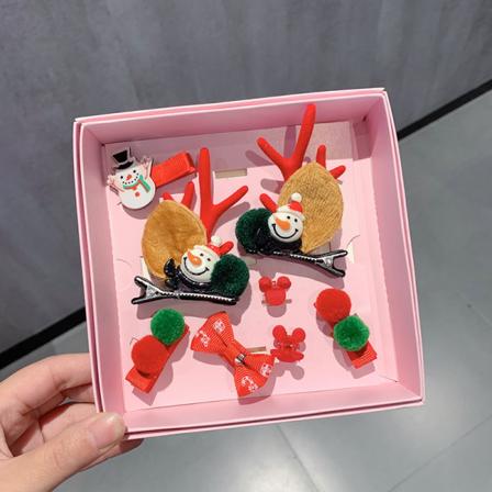 2023 julegaveæske Børnehårtilbehør Pandehår Clip Sød hovedbeklædning Hårklemme Julegave 8pcs style 7