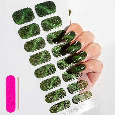 16 Tips Semi-Härdade Gel Nagelstickers Ren Färg UV/LED Lampa Gel Nagellack Wraps Långvarig Full Täckning Gel Sticker Nageldekoration##