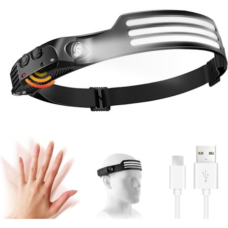 Multifunktions pandelampe til løb, fiskeri, camping.. 230° bred 5 lystilstande