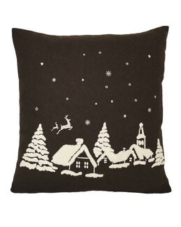 Putetrekk Julenatt i filtmateriale med brodert julmotiv 1-pk Brun