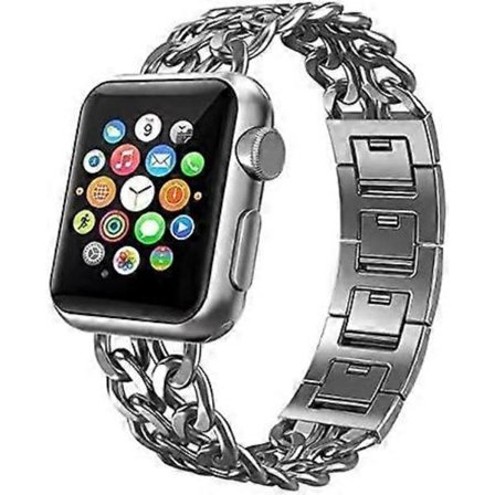 Kompatibel med Apple Watch Armband 42mm Rostfritt Stål Cowboykedja Smart Klockarmband Ersättningsarmband Metallarmband för 42mm Apple Watch 3/2/1, 