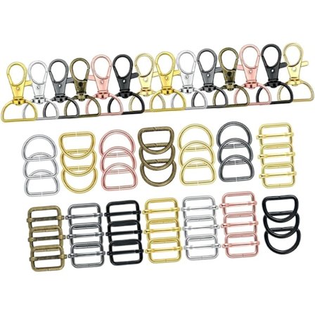 56 stk. drejelige nøgleringe i zinklegering hummerlås D-ringe til taskefremstilling hardware