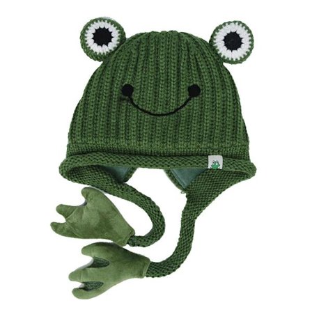 Søte froskehatter for kvinner og barn, strikket lue med store øyne