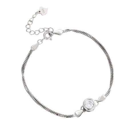 925 Pure Single Diamond Dobbelt Dame Armbånd - Perfet