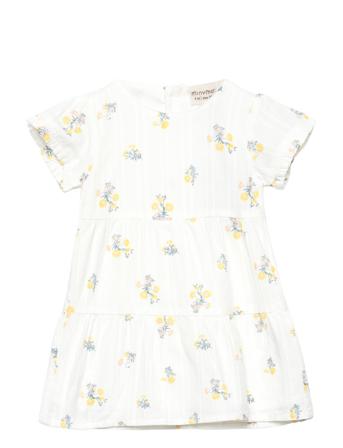 Dress Ss Aop Dresses & Skirts Dresses Casual Dresses Short-sleeved Casual Dresses Hvit Minymo*Betinget Tilbud