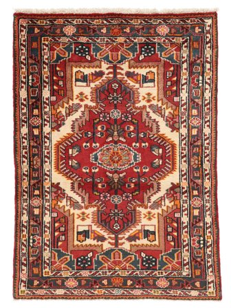 Oriental Hamadan Rug 91X127 Dark Red/Brown Wool, Persia