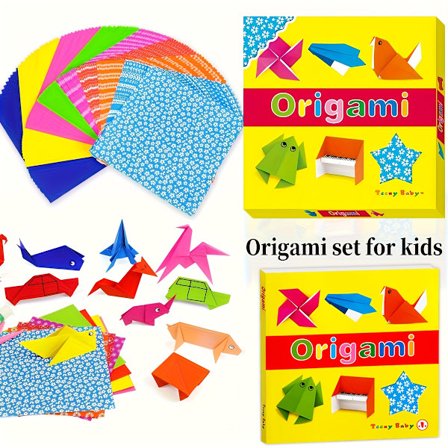 En låda med kreativa origamisatser - 69 unika hantverksdesigner med inkluderade handledningar, perfekt för utbildningsaktiviteter, klassrumsprojekt