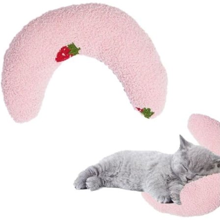 1 stk. Pude til kattehoved at ligge på, sovepude til katte til indendørs katte, buet blød hvalpepude