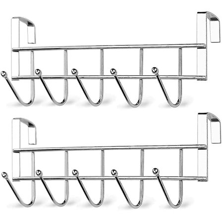 2-pak Over Dørkroge, Kraftig Over Dør Hænger Til Frakke Håndklæde Taske, Rustfrit Stål M