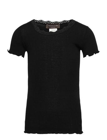 Silk T-Shirt W/ Lace Black Rosemunde Kids