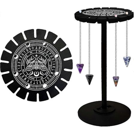 Pendelställ Mal Kristall Display Hylla Trä Pendelhållare Rack Svart Pendel Displayställ Häxgrejer för Kristaller Stenar Halsband Tillbehör