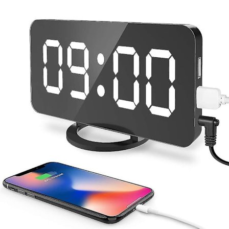 Digital Alarm Clock, Large Led Display With Auto Dimmer Mode