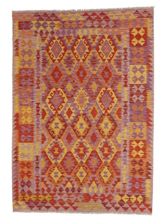 Hand Woven Kilim Afghan Old Style Rug 170X234 Wool Brown/Dark Red