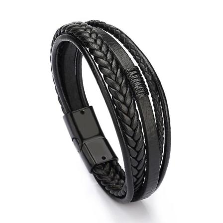 Stilfuldt læderarmbånd i rustfrit stål til mænd og kvinder