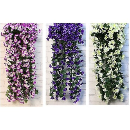 Kronblad hängande konstgjorda blommor, konstgjorda blåregn hängande blommor för bröllop heminredning-1(Vit)