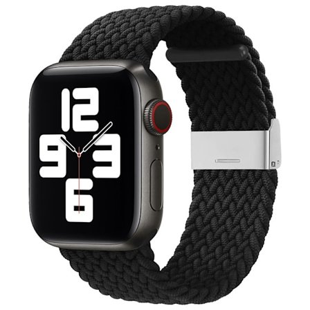Apple Watch 2/3/4/5/6/7/SE (38/40/41mm) Armband Braided Tyg - Svart
