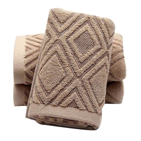 Pyyhesetti 2 kpl Timanttikuvio 100 % puuvillaa Imukykyinen pehmeä pyyhe kylpyhuoneeseen 34*74cm[PL]