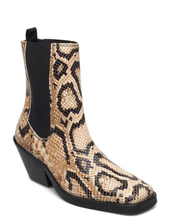 Slfava Snake Leather Chelseaoot Beige Selected Femme