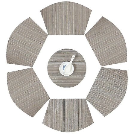 Bordsplasser Wedge-Formet Plassmatte Med Midtstykke Rund Plassmatte Bordmatter Vaskbar, Sett Med 7 Plassmatter Til Spising