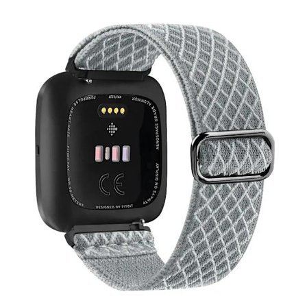 Elastiskt vävt armband för Fitbit Versa 3 2, Versa Lite - Justerbart sportarmband i nylon för Fitbit Sense Grå, SD