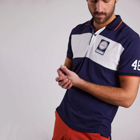 Polo Sebago Performance Striped Pique, White / Navy, hombre, Small