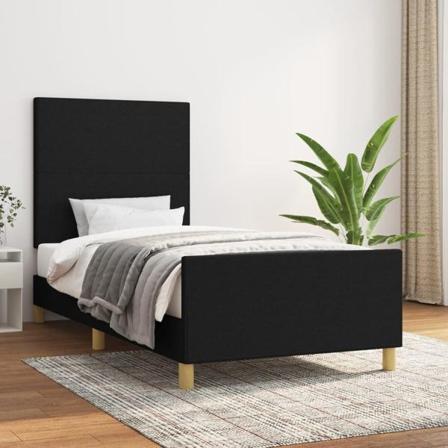 Vidaxl Sängram Med Huvudgavel Svart 90x190 Cm Tyg Svart
