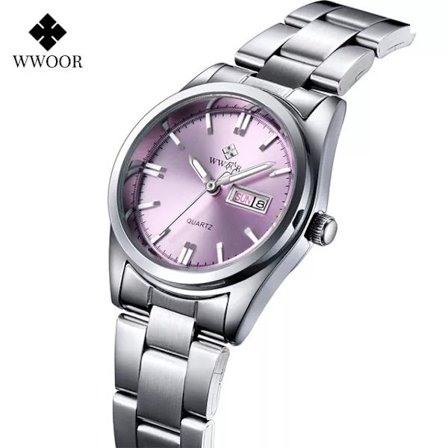 Montre Femme 2023 WWOOR Mode Damklockor Vattentät Kvarts Silver Klocka Kvinnor Automatiskt Datum Klänning Armbandsur Reloj Mujer