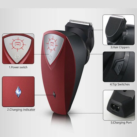 Elektrisk hårklippare Laddbar hårtrimmer Remover Frisyr för salong 360 grader roterande