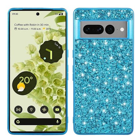 Glitter Google Pixel 7 Pro skal - Blå