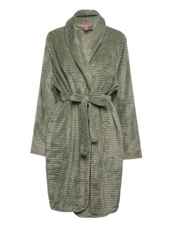 Robe Short Fleece Embossed Rib Aamutakki Vihreä Hunkemöller