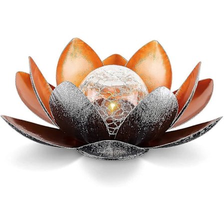 Solar Lotusblomst Lys - Solcelledrevet Genopladelig LED Blomsterlys - Miljøvenlig Dekoration Til Havedam - Amber
