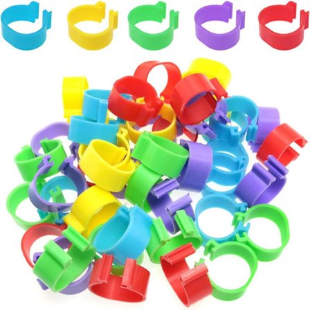 25 mm Kylling ID-bånd 100 STK 25 mm Tilfeldig Farge Plast Fjærfe Kyllinger Ender Benringer Clip-On Runde Etiketter Fjærfe ID-bånd