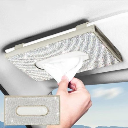 Off White - 1 kpl, Bling Bling Bling aurinkosuoja auton nenäliinapaketti kidetimantti nahkakankaalla lautasliina auton ripustuspussi autotarvikkeet