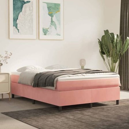 Maison Exclusive - Sengebund med fjedre pink 140x190 cm velour
