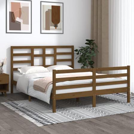 Vidaxl Sängram Honungsbrun Massivt Trä 150x200 Cm Brun