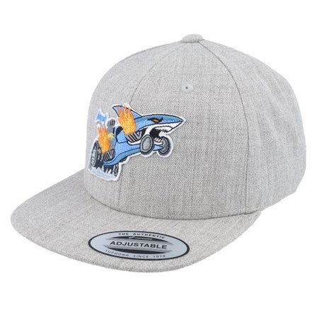 Kiddo Cap - Grå snapback Keps - Kids Shark Drag Car Kids Heather Grey Snapback @ Hatstore