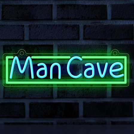 Man Cave Neonkyltti, neonvalot pelihuoneen seinäkoristeeksi, lahjaideoita pojille, peliveljelle, miehille, teinipojalle, pojalle, lapsenlapselle