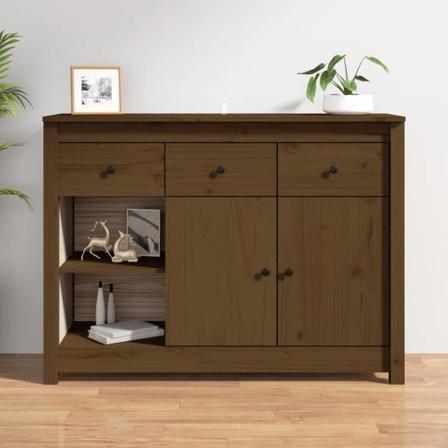 Vidaxl Skänk Honungsbrun 100x35x74 Cm Massiv Furu Brun