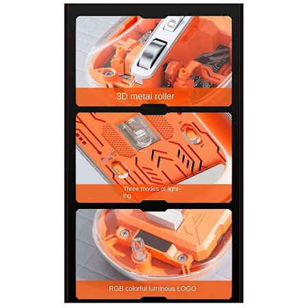 Trådlös Bluetooth-mus med bas, 3-läges transparent mus 2.4g+bluetooth5.0 för bärbar dator/surfplatta Vibrant