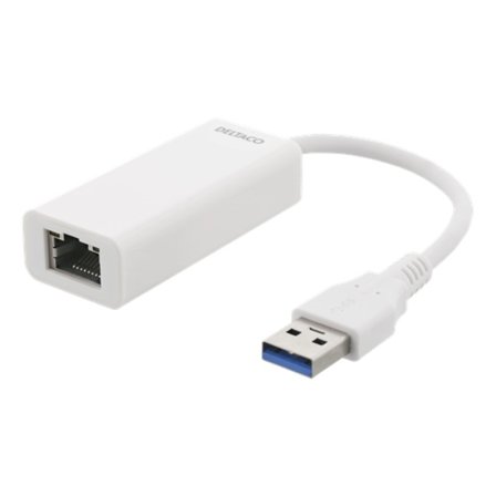 Deltaco Adapter USB-A 3.0 to Network Adapter - White