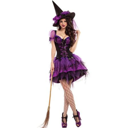 Kvinnors Halloween-kostym Sexig Häxklänning Lila L
