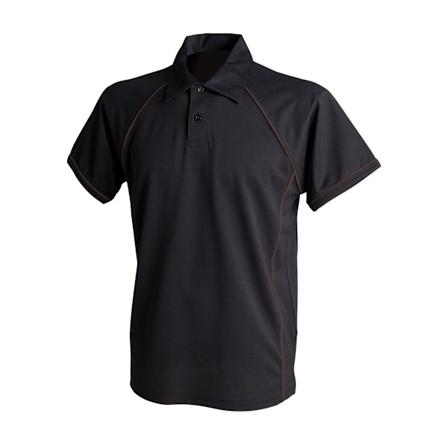 Finden & Hales Herr Piped Performance Sports Polo Shirt XL Svart Black/Black XL