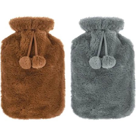 2 kpl kuumavesipullon suojus vain 2l kuumavesipullon suojus pehmeä tekoturkis turkis lämmin vesipullon suojus pehmeällä turkispallolla (kahvi, harmaa)