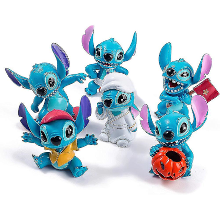 6 stk./sæt Halloween Lilo & Stitch Mini Figurer Legetøj Til Kage Topper Værelse Dekoration Børns Legetøj Fødselsdag Gave